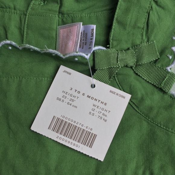 NWT Janie Jack green scalloped cotton bow sleeveless top - Picture 8 of 8